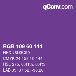颜色代码: RGB 109 60 144 | qconv.com