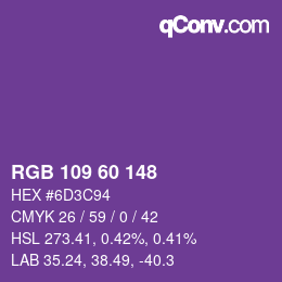 カラーコード: RGB 109 60 148 | qconv.com