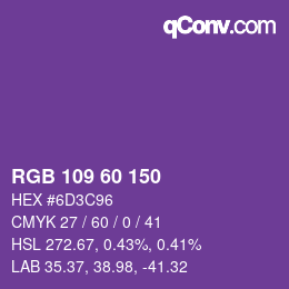 颜色代码: RGB 109 60 150 | qconv.com