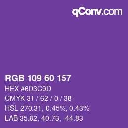 カラーコード: RGB 109 60 157 | qconv.com