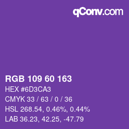 カラーコード: RGB 109 60 163 | qconv.com