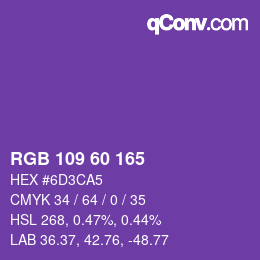 颜色代码: RGB 109 60 165 | qconv.com