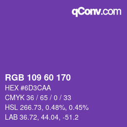颜色代码: RGB 109 60 170 | qconv.com