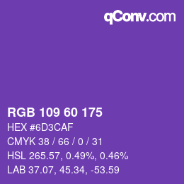 カラーコード: RGB 109 60 175 | qconv.com