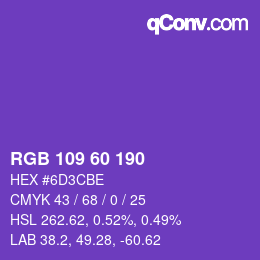Color code: RGB 109 60 190 | qconv.com