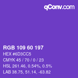 颜色代码: RGB 109 60 197 | qconv.com