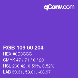 Color code: RGB 109 60 204 | qconv.com