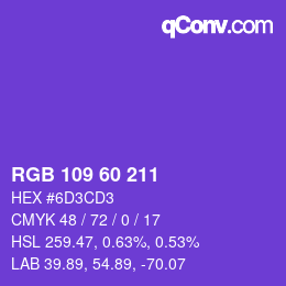 颜色代码: RGB 109 60 211 | qconv.com