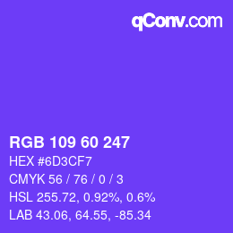 カラーコード: RGB 109 60 247 | qconv.com