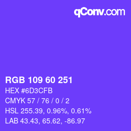 カラーコード: RGB 109 60 251 | qconv.com