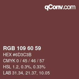 カラーコード: RGB 109 60 59 | qconv.com