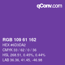 カラーコード: RGB 109 61 162 | qconv.com