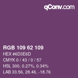 Color code: RGB 109 62 109 | qconv.com