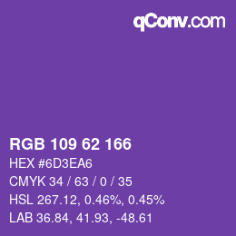 Color code: RGB 109 62 166 | qconv.com