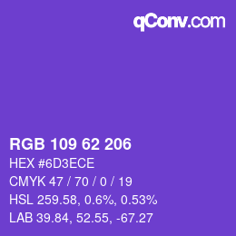Color code: RGB 109 62 206 | qconv.com