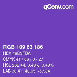 Color code: RGB 109 63 186 | qconv.com