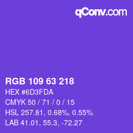 颜色代码: RGB 109 63 218 | qconv.com
