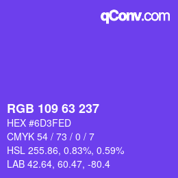 Color code: RGB 109 63 237 | qconv.com