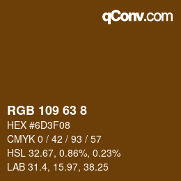 Color code: RGB 109 63 8 | qconv.com