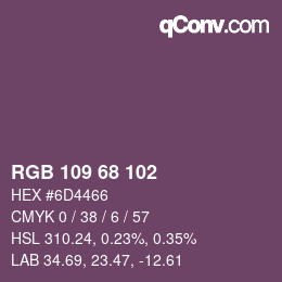 Color code: RGB 109 68 102 | qconv.com