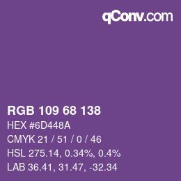 Color code: RGB 109 68 138 | qconv.com