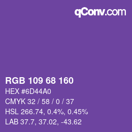 Color code: RGB 109 68 160 | qconv.com