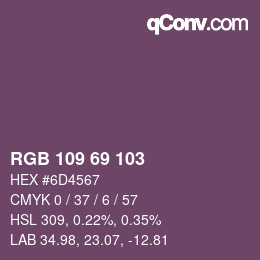 Color code: RGB 109 69 103 | qconv.com