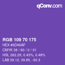颜色代码: RGB 109 70 175 | qconv.com