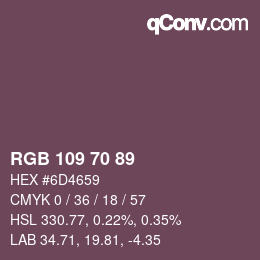 Color code: RGB 109 70 89 | qconv.com