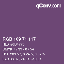 Color code: RGB 109 71 117 | qconv.com