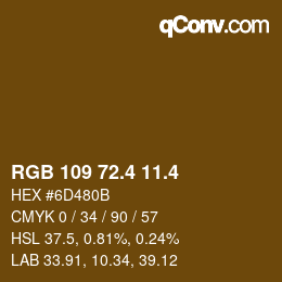 カラーコード: RGB 109 72.4 11.4 | qconv.com