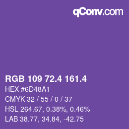 カラーコード: RGB 109 72.4 161.4 | qconv.com