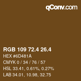 カラーコード: RGB 109 72.4 26.4 | qconv.com