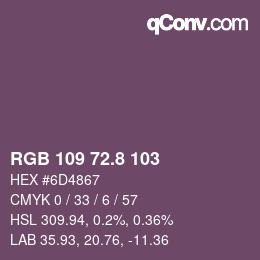 Color code: RGB 109 72.8 103 | qconv.com