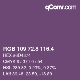 カラーコード: RGB 109 72.8 116.4 | qconv.com