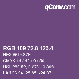 カラーコード: RGB 109 72.8 126.4 | qconv.com