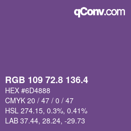 カラーコード: RGB 109 72.8 136.4 | qconv.com