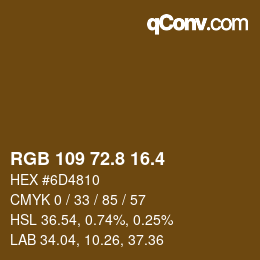 カラーコード: RGB 109 72.8 16.4 | qconv.com