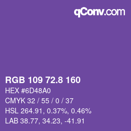 カラーコード: RGB 109 72.8 160 | qconv.com