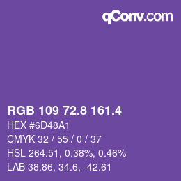 カラーコード: RGB 109 72.8 161.4 | qconv.com