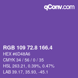 カラーコード: RGB 109 72.8 166.4 | qconv.com