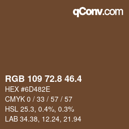 カラーコード: RGB 109 72.8 46.4 | qconv.com