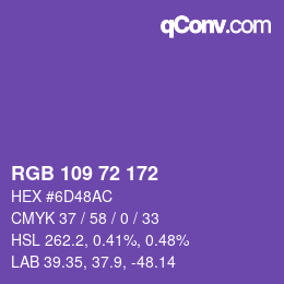 Color code: RGB 109 72 172 | qconv.com