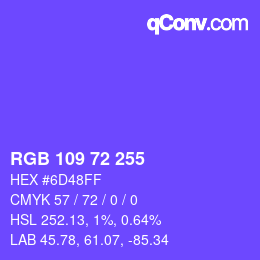 Color code: RGB 109 72 255 | qconv.com