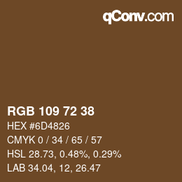 Color code: RGB 109 72 38 | qconv.com