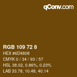 Color code: RGB 109 72 8 | qconv.com