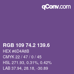 カラーコード: RGB 109 74.2 139.6 | qconv.com