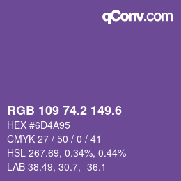 カラーコード: RGB 109 74.2 149.6 | qconv.com