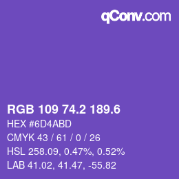 カラーコード: RGB 109 74.2 189.6 | qconv.com