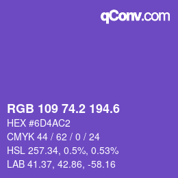 カラーコード: RGB 109 74.2 194.6 | qconv.com